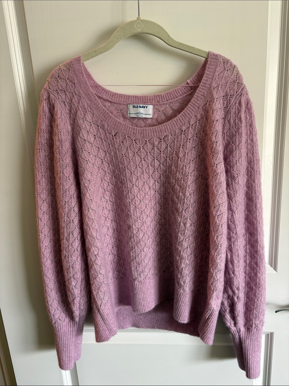 Old Navy Dusty Pink Openwork Crewneck Sweater